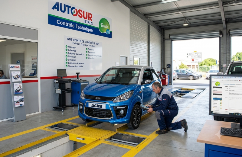 Contrôle technique voiture sans permis à Istres